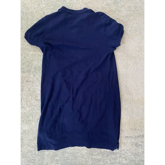 Polo Ralph Lauren Size L The Mesh Mini Dress Short Sleeve Navy Blue White Pony - Picture 2 of 5